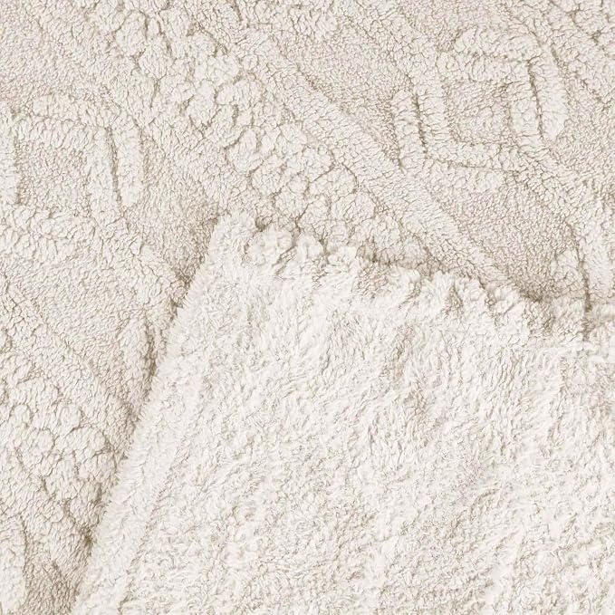 Superior Fleece Boho Jacquard Blanket, Decorative Blankets for Bedroom, Sofa, Fuzzy, Plush, Fluffy, Soft, Cute Room Decor, Beautiful Cover, Comfort Essentials, Arctic Collection, King, Ivory