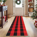 KOZYFLY Buffalo Plaid Rug 2x8 Ft Runners for Hallways Washable Checkered Rug Red and Black Christmas Rugs Woven Cotton Kitchen Fall Rug Halloween Decor for Hallway Kitchen Living Room