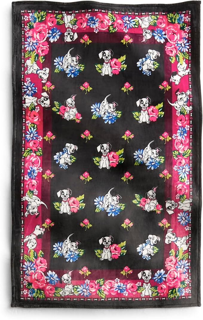 Vera Bradley Women's Disney Fleece Plush Throw Blanket, 101 Dalmatians, One Size