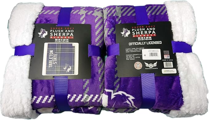 NCAA Tarleton State Texans Playmaker Plaid Ultra Cozy Sherpa Throw