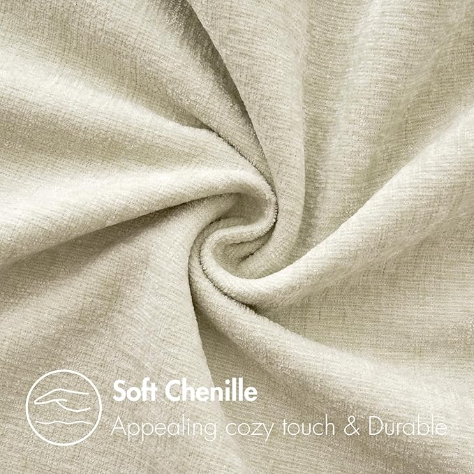 MIULEE Pack of 2 Cream Throw Pillow Covers 16x16 Inch Soft Chenille Pillow Covers for Sofa Living Room Spring Home Decor Couch Solid Dyed Cases