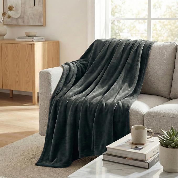 Americanflat 60x80 Fleece Throw Blanket, Gray | Soft and Breathable, For Couch, Bed, Chair, Roomy, Perfect for Home, Bedroom, or Outdoor Use