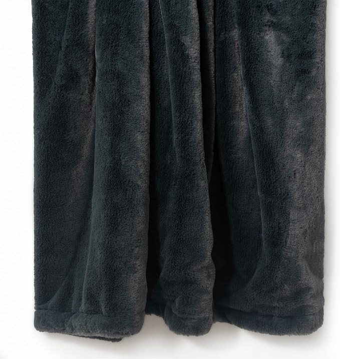Americanflat 50x60 Double Sided Faux Fur Throw Blanket - Soft and Breathable Throw Blanket for Couch, Bed, Chair - Dark Gray Faux Fur Blankets Perfect for Home, Bedroom, or Outdoor Use