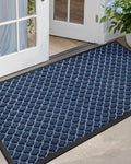 DEXI Front Door Mat Outside Entrance, 27.5x59 Heavy Duty Entry Doormat Dirt Trapper with Rubber Back, Non Slip Low Profile Floor Mats for Entryway Exterior Patio, Floral Blue