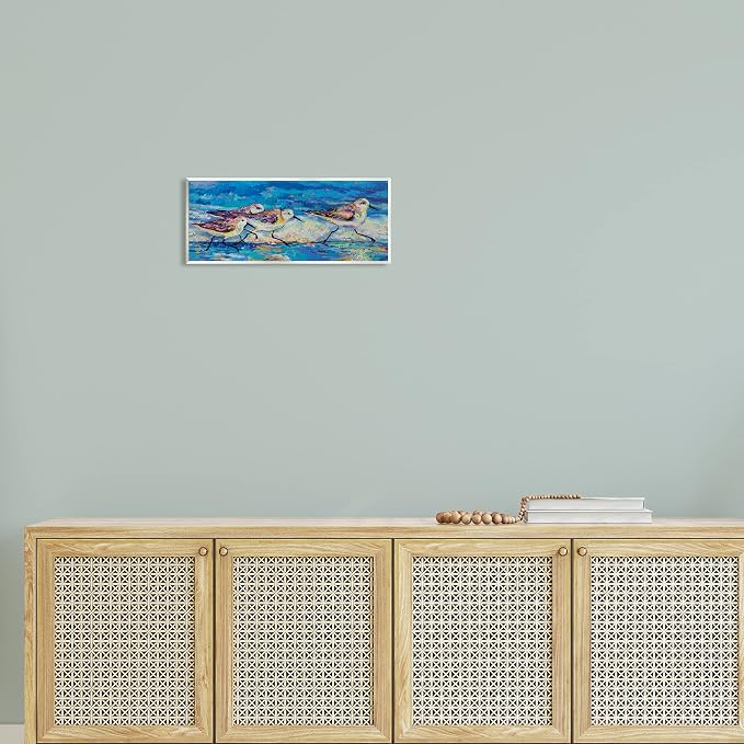 'Modern Street Style Sandpipers Walking Beach'| Wall Plaque Art | Stupell Industries | 17 x 7 Inches, Easy to Hang and Sturdy, Made in USA, by Jeanette Vertentes