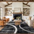 Rugshop Wavy Circles Modern Non-Shedding Area Rug Black 10' x 14' | High Traffic,Fade Resistant, Living Room, Bedroom, Dining Room, Large Areas,Basement,Open Spaces,Kitchen,Oversized Area Rug