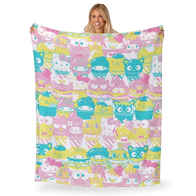 Northwest Hello Kitty Silk Touch Throw Blanket, 50" x 60", Friends Snacks