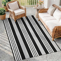 OJIA Black and White Outdoor Rug 4'x6' Washable Patio Rug Porch Camping Rug | Cotton Woven Front Door Mat Outdoor Area Rugs Floor Mat for Farmhouse/Front Porch/Balcony/Entryway/Deck/Home Entrance Decor