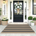 KOZYFLY Striped Rug 3x5 ft Front Door Rugs Cotton Woven Washable Indoor Outdoor Rug Brown Black Entrance Doormat for Front Porch Kitchen Patio Decor Outdoor Mat