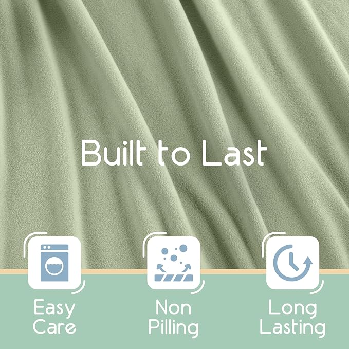 Full/Queen Size Microfleece Blanket | Fleece Bed Blanket | All-Season Comfort| Supersoft Lightweight Throw Blanket | Plush Throw Blanket for Bed Couch or Sofa | Travel Blanket | Pet-Friendly | Green