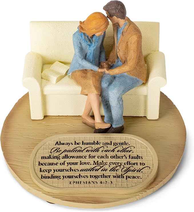 Lighthouse Christian Products Praying Husband Wife United in The Spirit 6 x 4.5 Cast Stone Sculpture