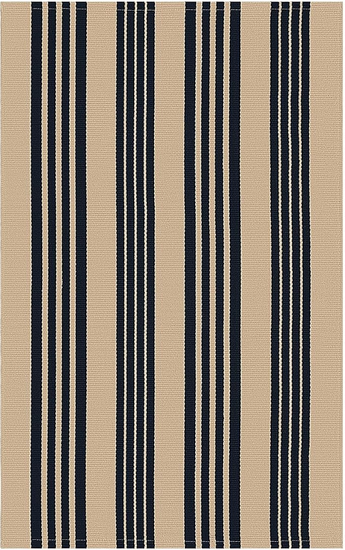 KOZYFLY Striped Front Door Mat 2x3 Ft Brown and Black Cotton Washable Indoor Outdoor Rug Doormats Small Area Rugs for Kitchen Entryway Porch