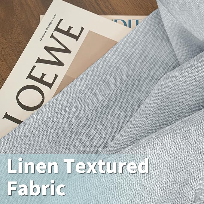 LAMIT Faux Linen Curtains for Bedroom, Grommet Thick Linen Drapes Light - Image 2