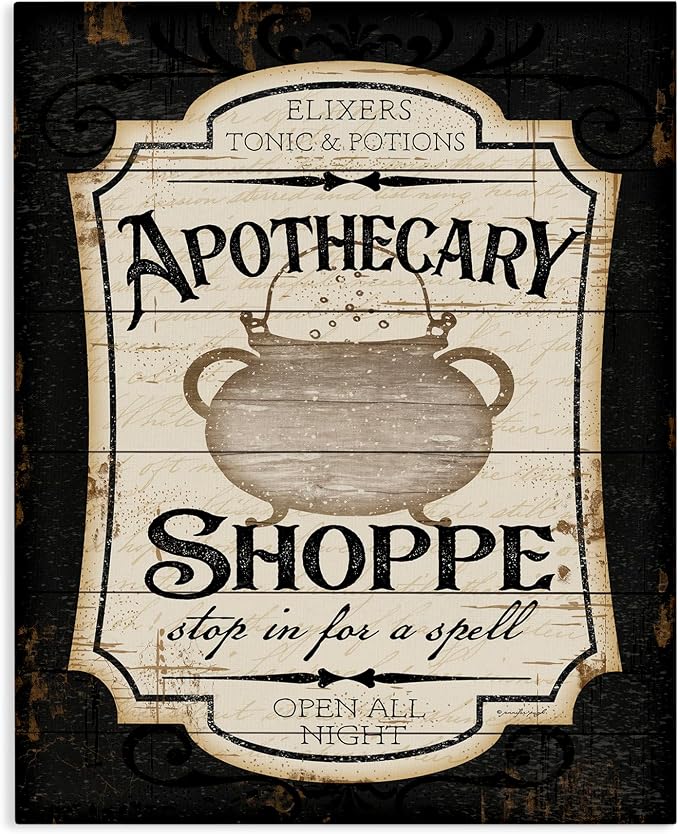 Stupell Industries 'Apothecary Shoppe Spooky Sign', Canvas Art, 36 x 48 Inches, Easy to Hang and Sturdy, Made in USA, by Jennifer Pugh