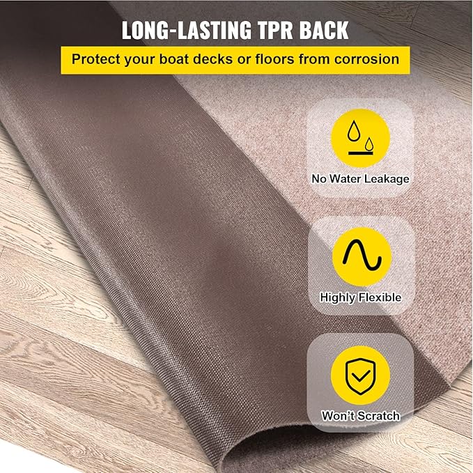 Happybuy 6 ft x 29.5 ft Brown Marine Carpet for Boats Waterproof - 0.18" Thick Indoor Outdoor Rug Carpet Roll for Home Patio Porch Deck