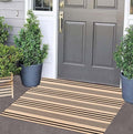 Front Outdoor Door Mat 2'x3',Tan Black Striped Outdoor Rug Machine Washable Cotton Layered Door Mat Entryway Throw Rug for Indoor Entrance