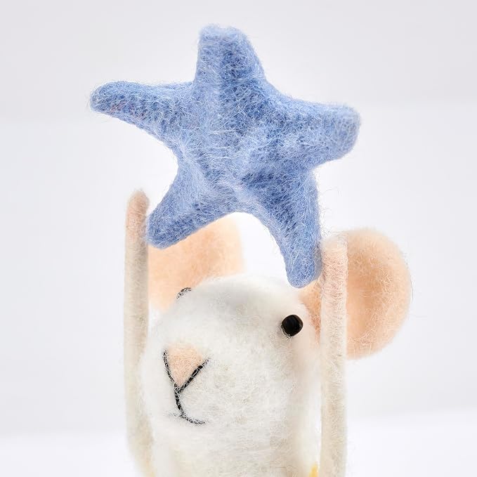 Primitives by Kathy Collectible Felt Critter Set, 4.5-inch, Starfish Mice, Set of Two Beach Themed Decorative mice in Bikinis with Starfish Details - Tiered Tray, Shelf, Tablescape Coastal Home Decor