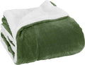 Elegant Comfort Luxury Ultra-Plush Velvet Touch Fleece Throw Soft, Warm, Cozy| Micromink Sherpa-Backing Reversible Blanket for Bed, Sofa and Couch, Solid Sage