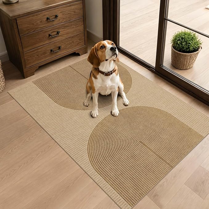 Non-Slip Jute Rug for Entryway: 2x3 Outdoor Mat - Geometric Arch Pattern | Safe Walking for Family All Day and Help with Cutting Slip Falls by 70%