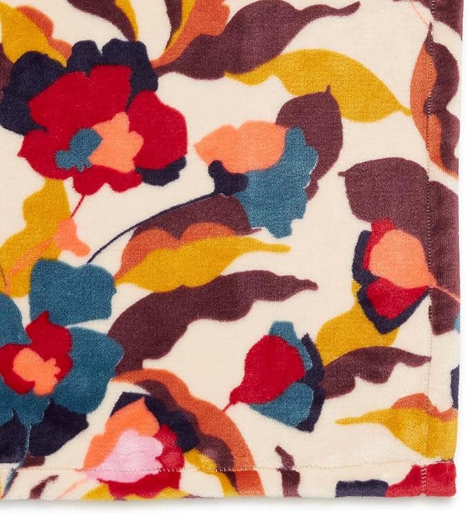 Oversized Fleece Plush Throw Blanket, Immersed Blooms Jewel, Twin/Twin XL