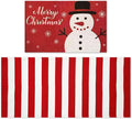 2 Pcs Outdoor Door Mat Combo Set Layered Outdoor Rug and Coir Welcome Doormat Non Slip Outside Floor Mat for Front Porch Entryway Patio Yard Decor(Snowman,24'' X 51',18'' X 28'')