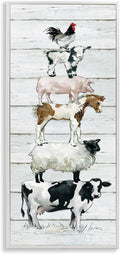 Stupell Industries 'Country Farm Animal Stack', Framed Giclee Art, White, 13 x 30 Inches, Easy to Hang and Sturdy, Made in USA, by Carol Robinson