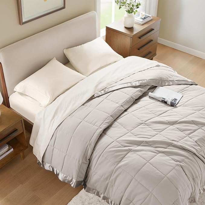 Madison Park Windom Down Alternative Blanket, Premium 3M Scotchgard Moisture Wicking Treatment, Lightweight and Soft Bed Cover For All Season, Satin Trim, Grey King | Lightweight Windom Blanket Premium 3M Scotchgard Moisture Wicking Treatment, OEKO TEX...