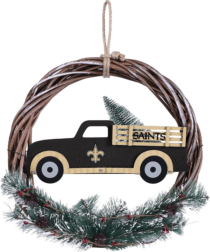 FOCO NFL Unisex-Adult NFL Team Logo Holiday Wreath with Truck