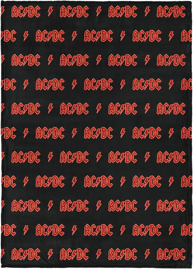 Northwest AC/DC Neon Throw Blanket, Oversized Rock and Roll Silk Touch Throw 50x70, Ultra-Soft Lightweight Fleece, Rock Band Music Decor