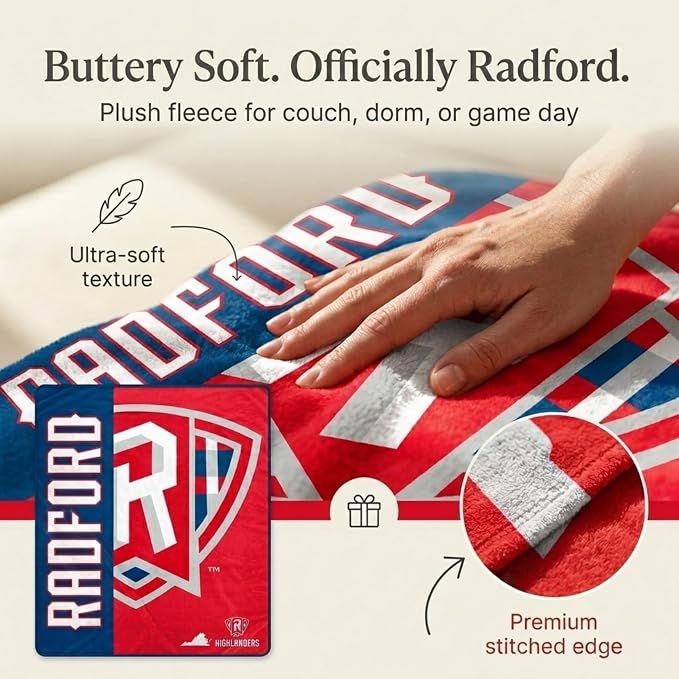 Pegasus Sports NCAA Radford Highlanders Endzone Ultra Soft Tailgate Throw