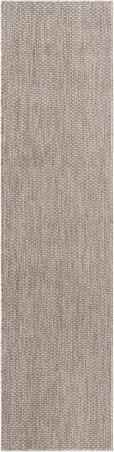 Unique Loom Collection Casual Transitional Solid Heathered Indoor/Outdoor Flatweave Area Rug (2' x 8' Runner, Beige/Ivory)