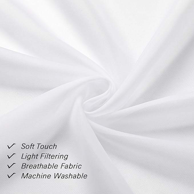 Lecloud Sheer White Curtains 14 Inch Length 2 Pieces, Light Filtering Voile - Image 4