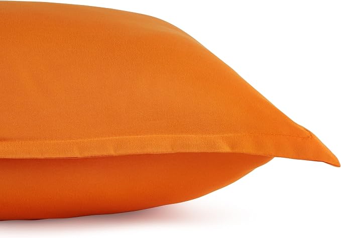 Amazon Basics 2-Piece Soft Microfiber Kids' Comforter and Pillow Sham Set, Twin, Bright Orange, Solid