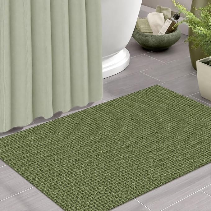IOHOUZE Small Area Rug 2x3 Washable Woven Rugs for Entryway Non Slip Rubber Backed Front Door Rugs Indoor Doormat Throw Rug Floor Carpet for Entrance Kitchen, Olive Green/Earthy Green