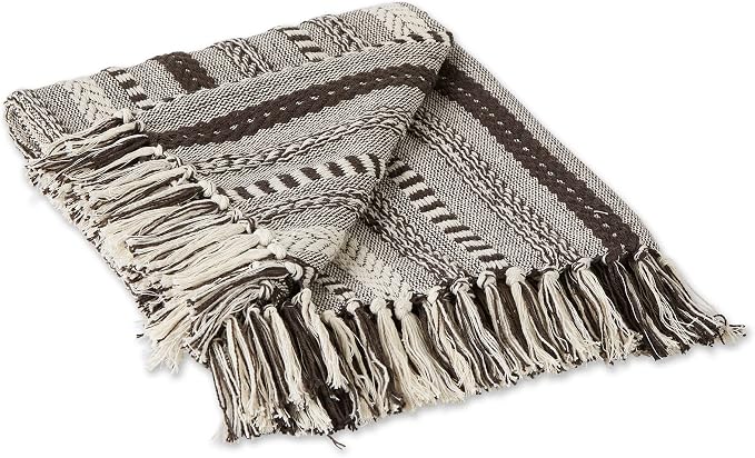 DII Braided Striped Decorative Throw Blanket, 50x60, Dark Brown