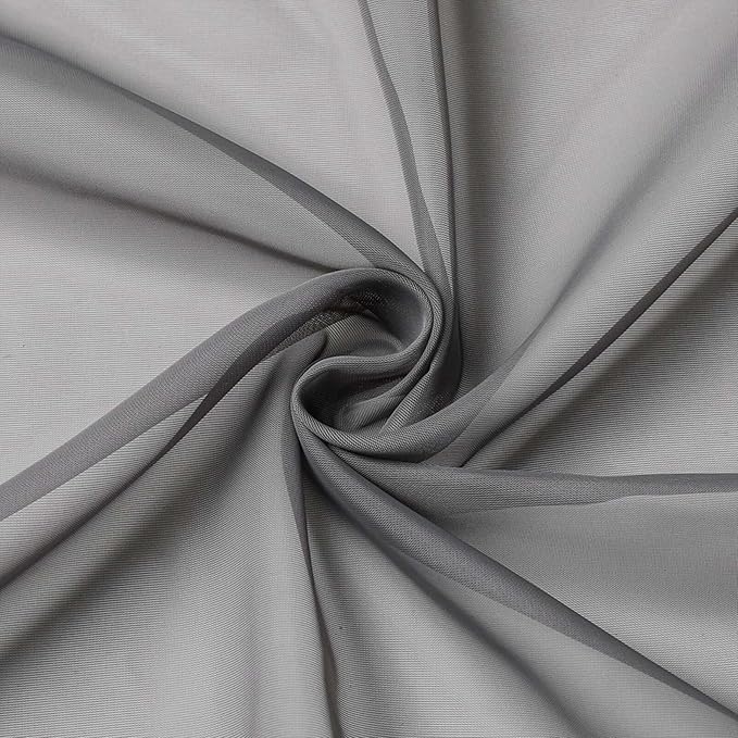 Cafe Curtains 36 Inch Length Tier 2 Pieces, Modern Soft Airy Sheer Kitchen Short Curtains for Small Window, Rod Pocket Small Curtain for Bathroom Basement, Grey, Each, 42" Wx36 L Inches