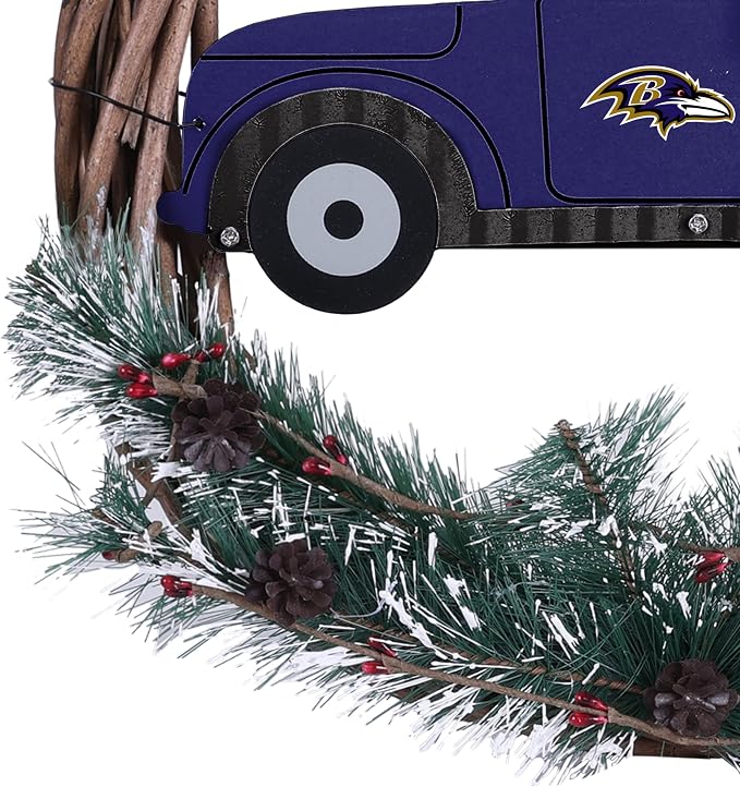 FOCO NFL Unisex-Adult NFL Team Logo Holiday Wreath with Truck