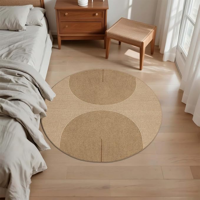 Easy Jute Rug for Pet Homes: 4x4 Outdoor Rug - Geometric Arch Pattern | Washable Design Cuts Your Cleaning Time by 75% and Maintain Shape and Texture after 50 Machine Wash Cycles