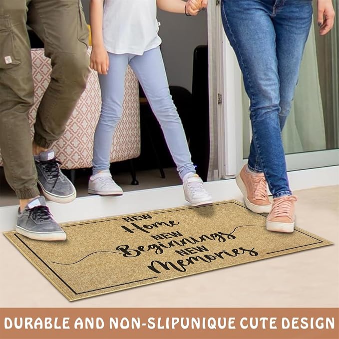 Welcome Door Mat Home Mats for Front Door Indoor Outdoor Entrance with Non-Slip Backing Housewarming Gifts New Home Decor Sign for Family Friends New Beginnings House Gift Idea for Floor 16.9"x29.9"