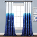 Lush Decor Space Star Ombre Window Curtain Panel, Pair, 52"W x 84"L, Navy & White - Galaxy Curtains for Kids Room