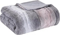 Madison Park Zuri Faux Fur Reversible Throw Blanket, 50 x 60 in, Blush/Grey | Oversized Soft Plush, Luxury, Animal Stripes, Mink Reverse, Modern, All Season, for Bed Sofa Couch, OEKO-TEX Certified