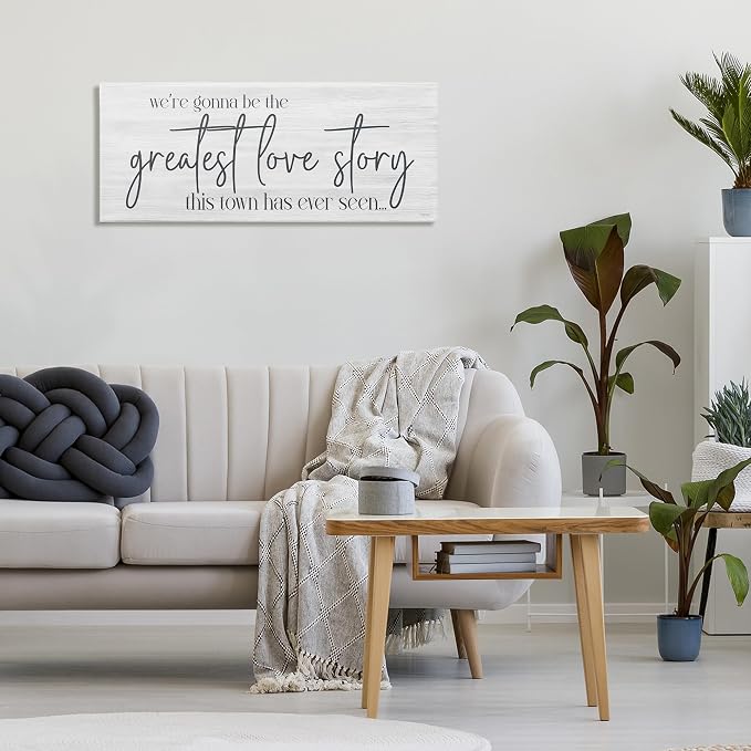 Greatest Love Story Typography, 13 x 30 Inch Canvas Wall Art | Stupell Industries · By Susie Boyer · Ready to hang · Romantic message for living room or family room · Made in USA