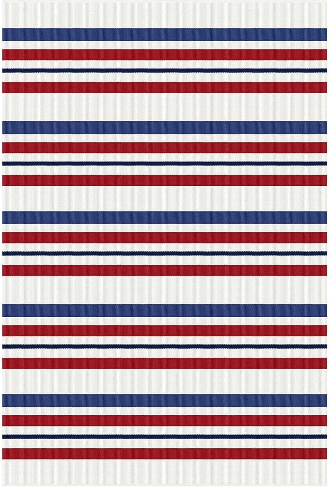 KOZYFLY 250th Anniversary Patriotic Doormat Blue Red White Striped Rug 4x6 ft Front Door Rugs 4th of July Memorial Day Woven Washable Outdoor Rug for Front Porch Farmhouse Patio Independence Day Decor