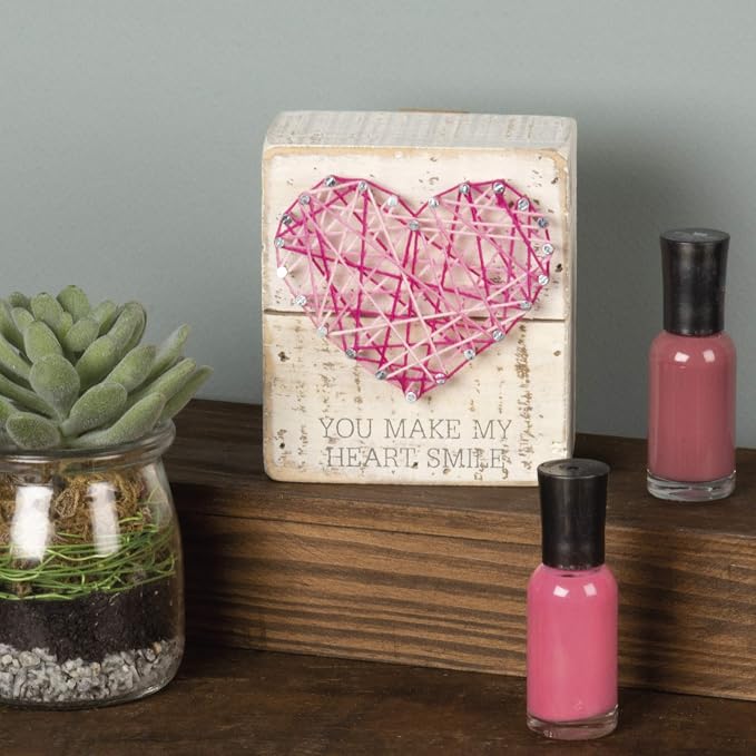 Primitives by Kathy String Art Box Sign, 3.5 x 4-Inches,White