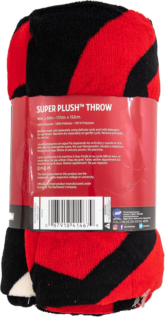 Northwest NCAA Georgia Bulldogs Micro Raschel Throw Blanket – 46" x 60" – Halftone Design – Soft Warm Stadium Blanket