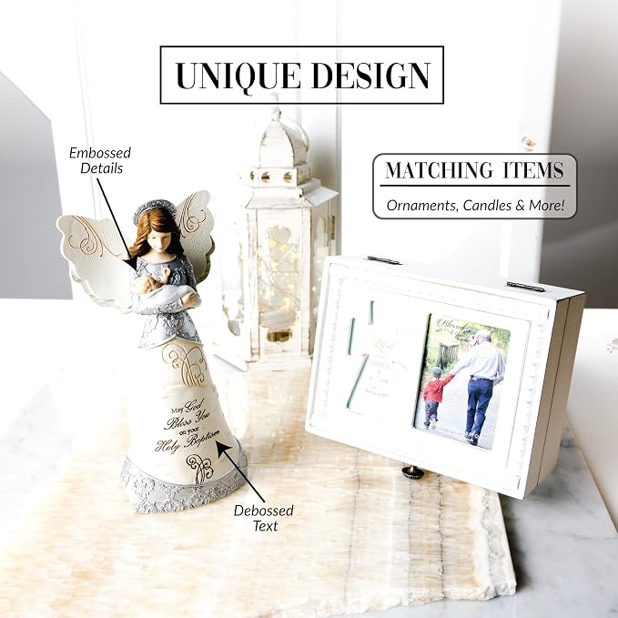 Pavilion Gift Company - Holy Baptism - 7.5" Angel Figurine Religious God Jesus Lover Christian Christ Catholic Granddaughter Grandson Grandkids Gift Present from Grandma Grandpa Mom Dad
