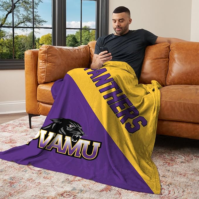 Northwest NCAA Silk Touch Throw Blanket, Ultra Soft Plush Polyester, Lightweight Warm Decorative Fan Gift, 46 x 60 in