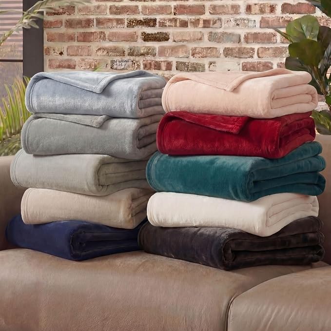 Lucky Brand Solid Plush 50"X70" Throw Blanket, Light Pink - Soft, Cozy, and Timeless Comfort