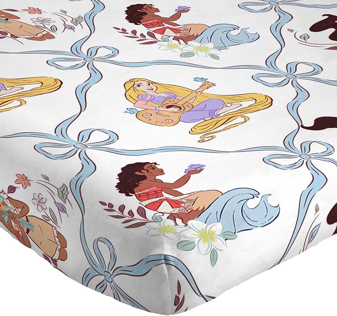 Jay Franco Kids Sheet Set with Fitted, Flat Sheets & Pillow Cover - Ultra-Soft Bedding with Pillowcase for Room Decor, White – Disney Princess, 4 Piece Full