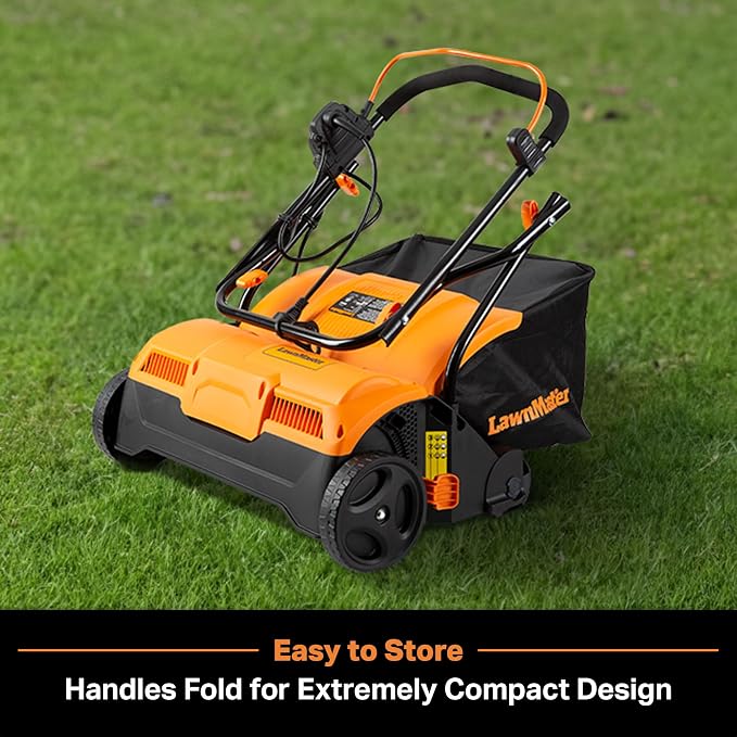 LawnMaster GVB1316 Electric 16” 13 Amp Dethatcher and Scarifier with 12 Gallon Collection Bag